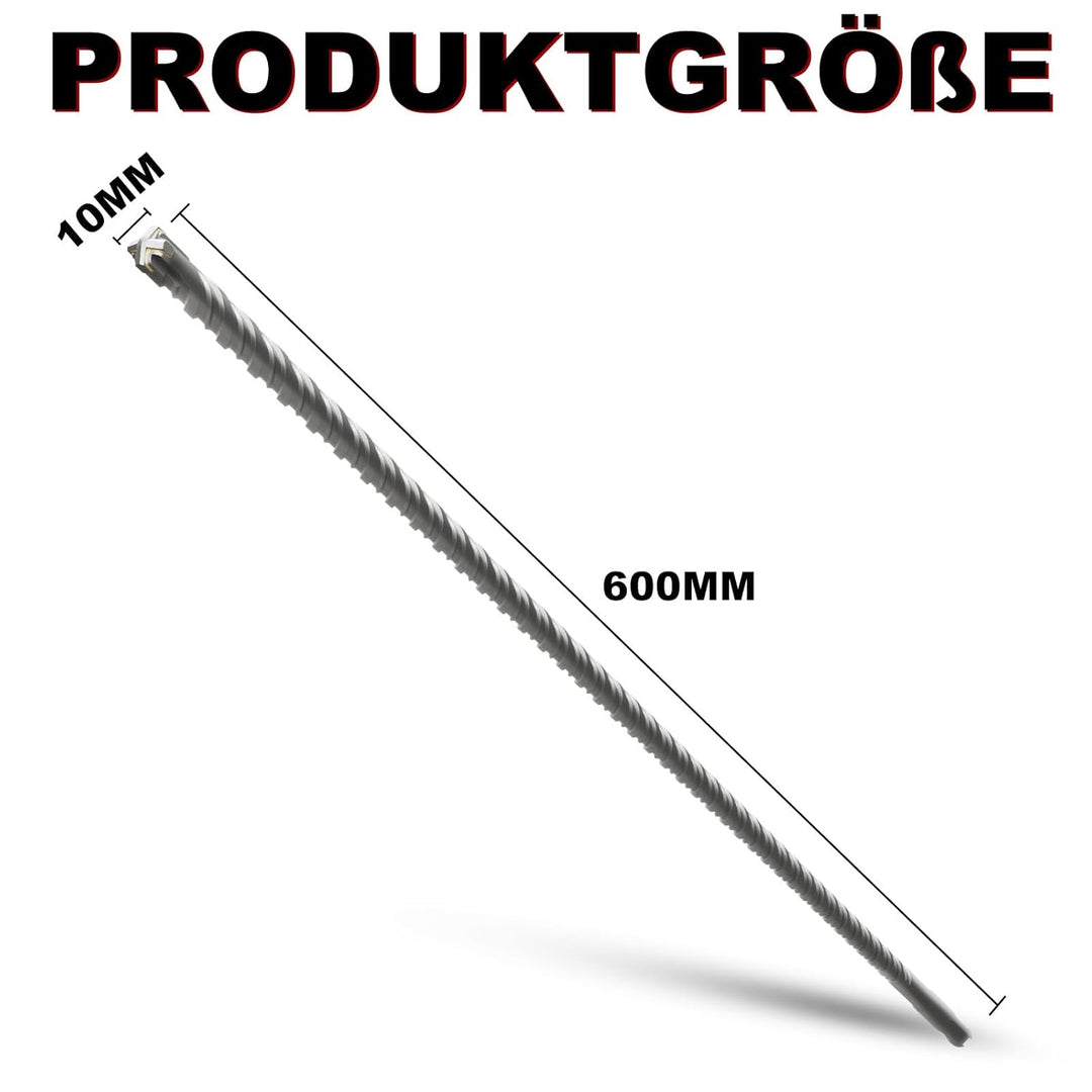 SDS Plus Bohrer 10mm×600mm, Hammerbohrer, Betonbohrer,Für Stein, Beton, Naturstein, Ziegelmauer, 10m