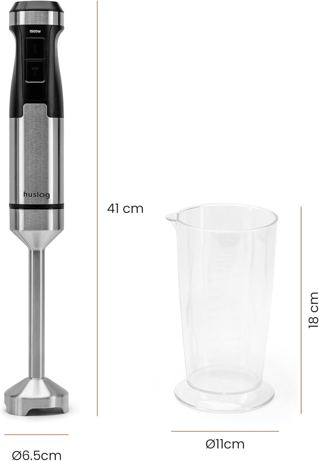 BlendFlex Stabmixer 1500W – Edelstahl Handmixer mit 20 Geschwindigkeiten & Turbo-Funktion, inkl. 600