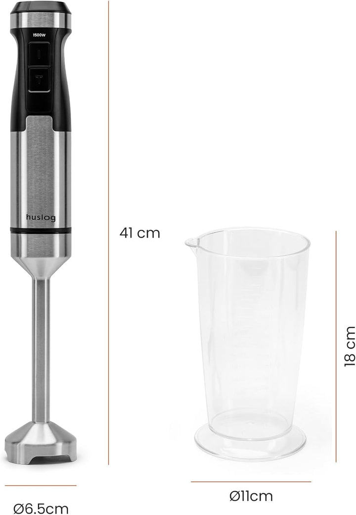 BlendFlex Stabmixer 1500W – Edelstahl Handmixer mit 20 Geschwindigkeiten & Turbo-Funktion, inkl. 600