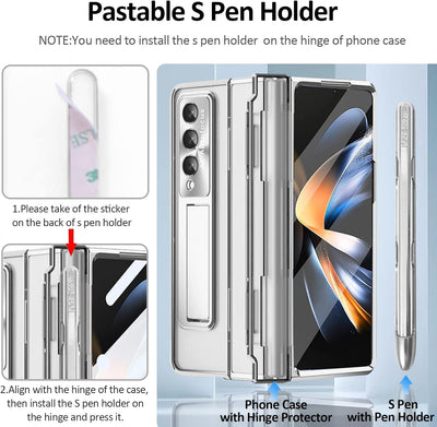 Miimall Handyhülle Kompatibel mit Samsung Galaxy Z Fold 4 Hülle mit S Pen, Transparent PC Schutzhüll