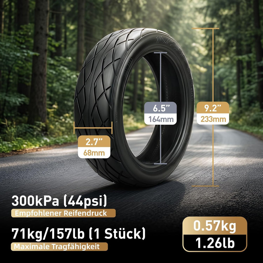 10x2,50-6,5 E Scooter Reifen Tubeless für ODYS Neo E100 Elektroroller 10 Zoll Ersatzreifen Schlauchl
