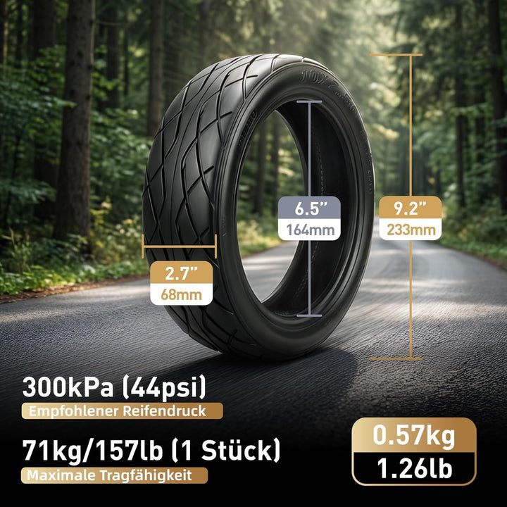 10x2,50-6,5 E Scooter Reifen Tubeless für ODYS Neo E100 Elektroroller 10 Zoll Ersatzreifen Schlauchl