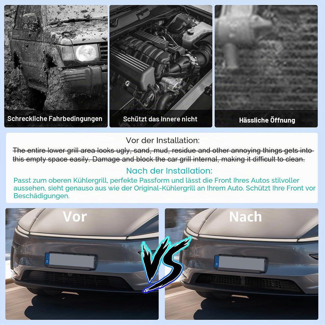CDEFG Kompatibel mit Tesla Model Y Juniper 2025 2026 Front Kühlergrille Frills Frontstossstangenmask