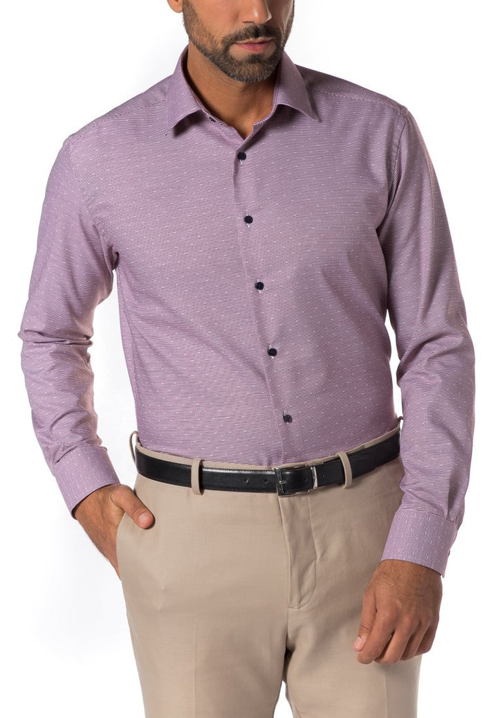 ETERNA Modern Fit Hemd Langarm New Kent Kragen Muster beere Grösse 40