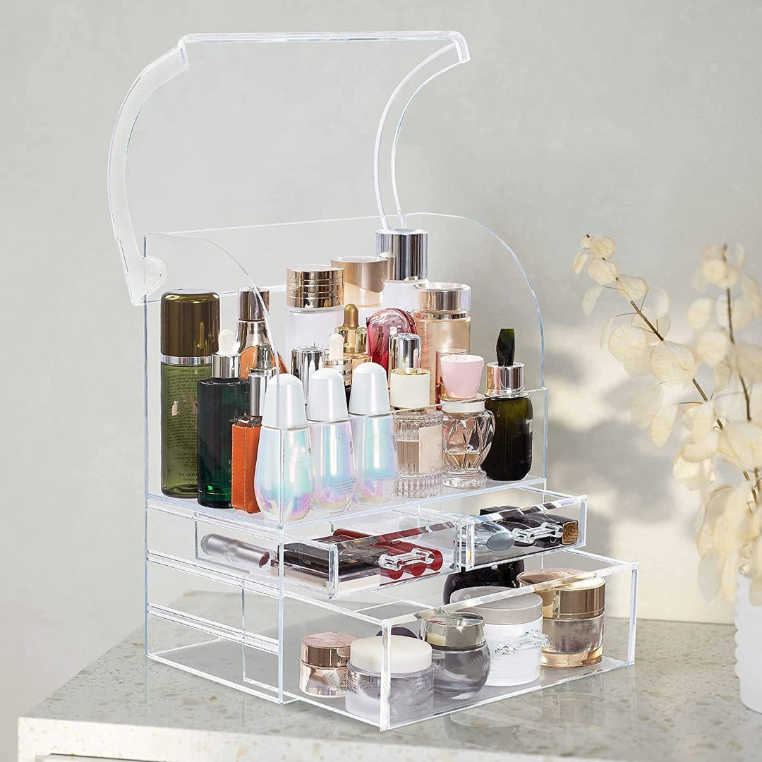 Kousee Make-up-Organizer-Aufbewahrung, extragrosse Acryl-Parfüm-Hautpflege-Organizer-Vitrine mit Sch