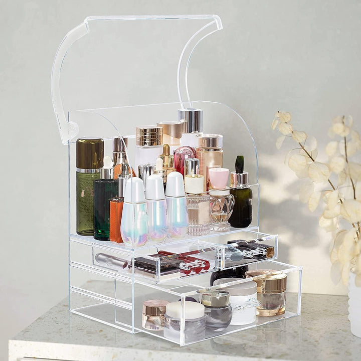 Kousee Make-up-Organizer-Aufbewahrung, extragrosse Acryl-Parfüm-Hautpflege-Organizer-Vitrine mit Sch