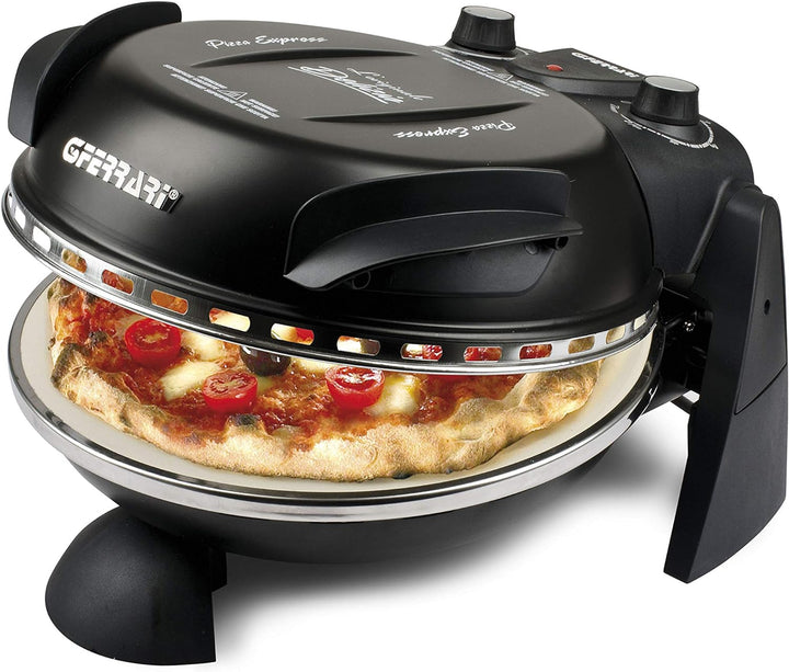 G3 Ferrari elektrischer Pizzaofen Delizia G1000610 schwarz, bis 400 Grad mit feuerfestem Naturstein