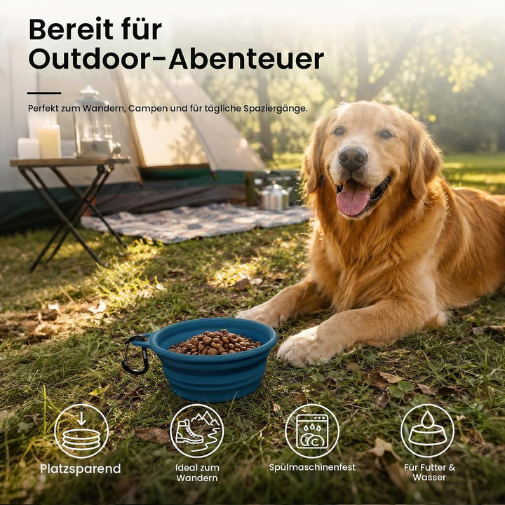 OHMO Hundenapf Faltbar 800ml für mittelgrosse bis grosse Haustiere, Reisenapf Hund Tragbarer Trinkna