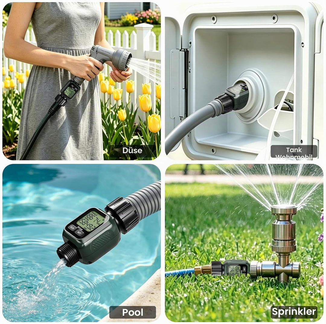 Wasserdurchflussmesser mit LCD-Display, Einzeln- und Gesamtmessung in GAL/min