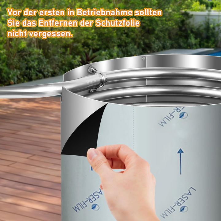 Poolheizung mit Feuer 2 Sets, Poolheizung Feuertonne mit Heizspirale, 32-38mm Anschlüsse, Poolofen H