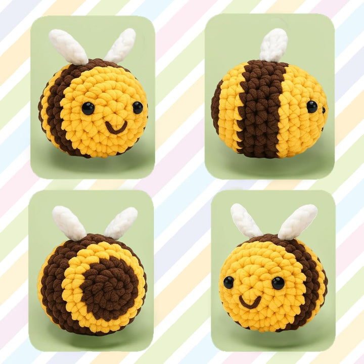 ZexJpr Häkelset Für Anfänger, Crochet Set, Stricken für Anfänger, DIY Häkeln Kit Mit Biene, Hase Und