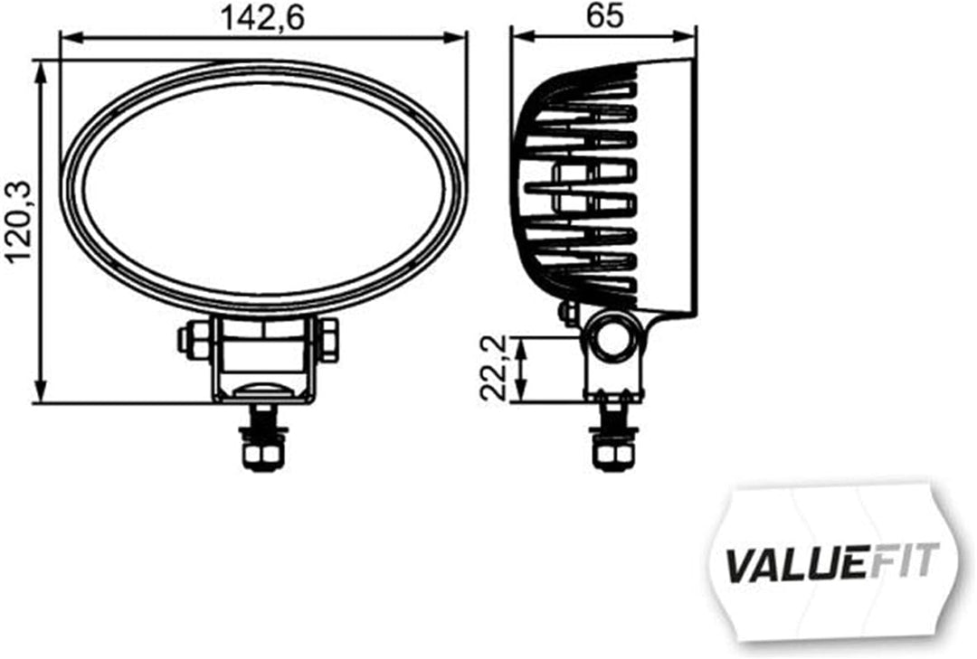 HELLA - LED-Arbeitsscheinwerfer - Valuefit O1200 - 24/12V - 1200lm - Anbau/geschraubt - schwenkbarer