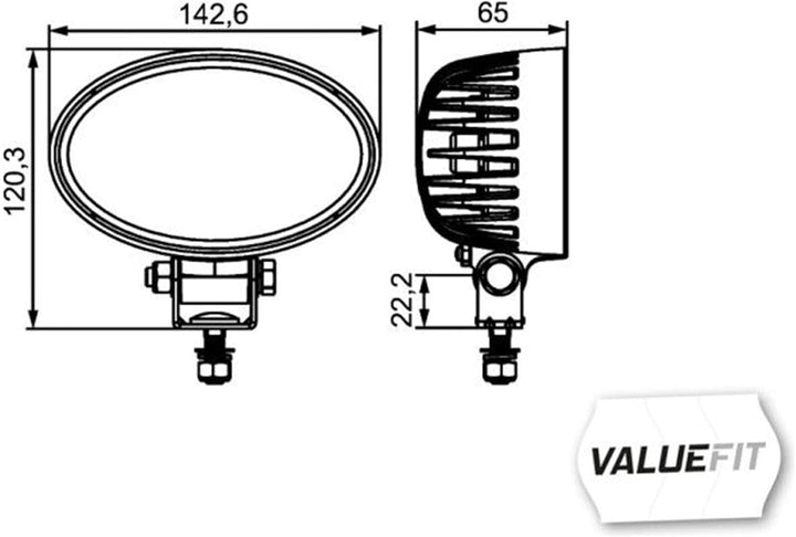 HELLA - LED-Arbeitsscheinwerfer - Valuefit O1200 - 24/12V - 1200lm - Anbau/geschraubt - schwenkbarer