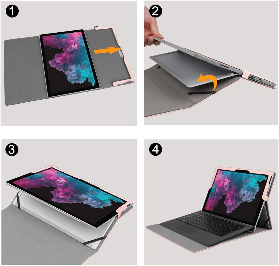 FINTIE Hülle für Microsoft Surface Pro 7+/ 7/6/ 5/4/ 3 Tablet 12.3 Zoll - Multi-Sichtwinkel Hochwert