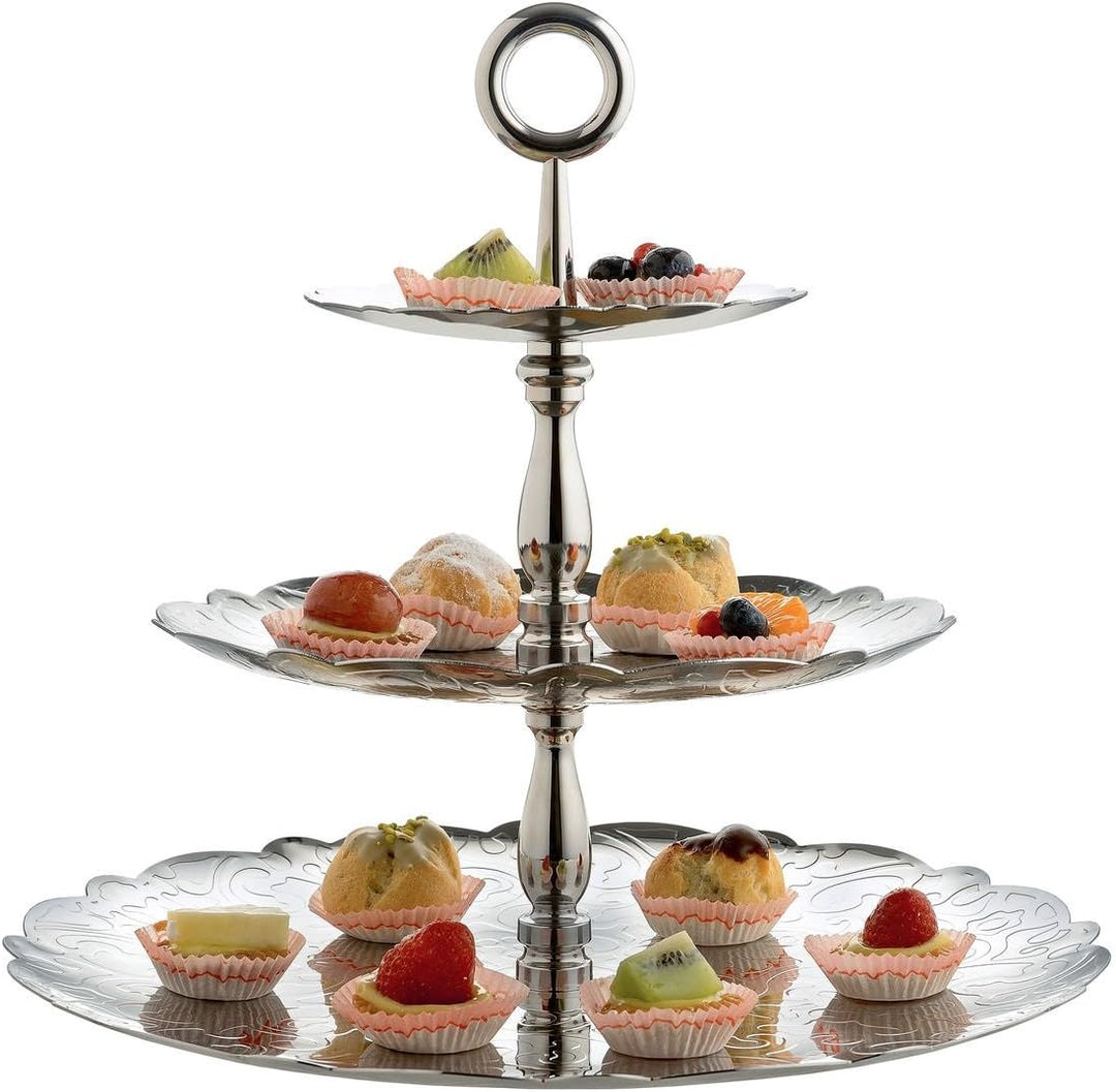 Alessi MW52/3 Dressed for X-Mas Etagere mit DREI Ebenen aus Edelstahl 18/10,glänzend poliert mit mit