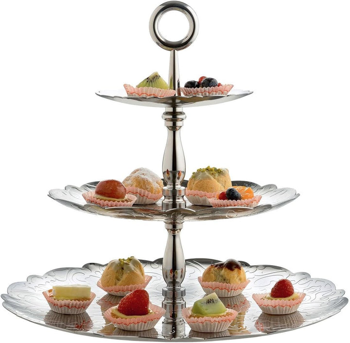 Alessi MW52/3 Dressed for X-Mas Etagere mit DREI Ebenen aus Edelstahl 18/10,glänzend poliert mit mit