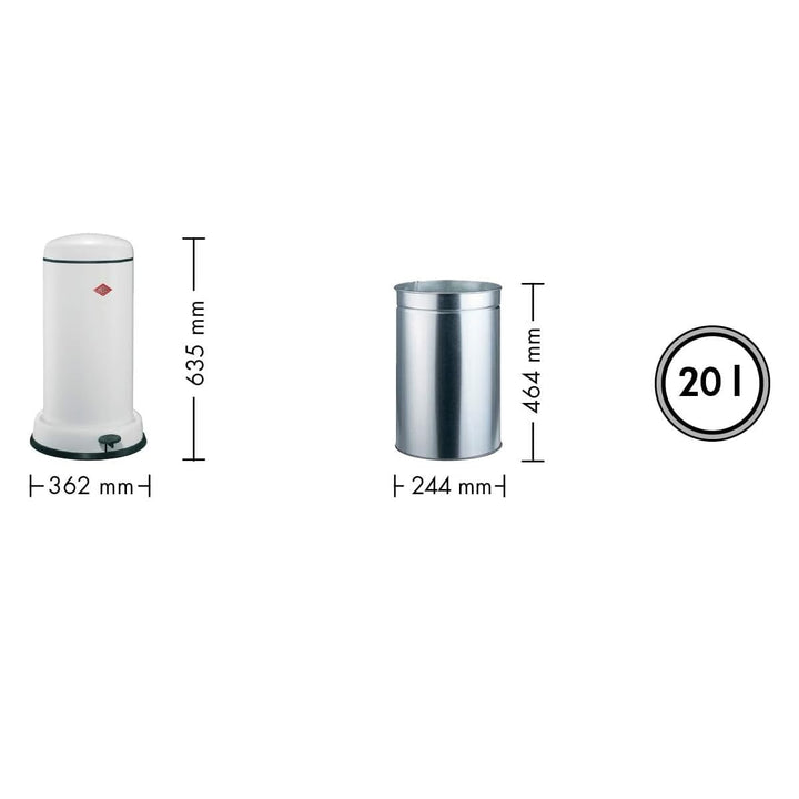 WESCO Baseboy Abfallsammler in der Farbe graphit, pulverbeschichtetes Stahlblech, 20 Liter Volumen,