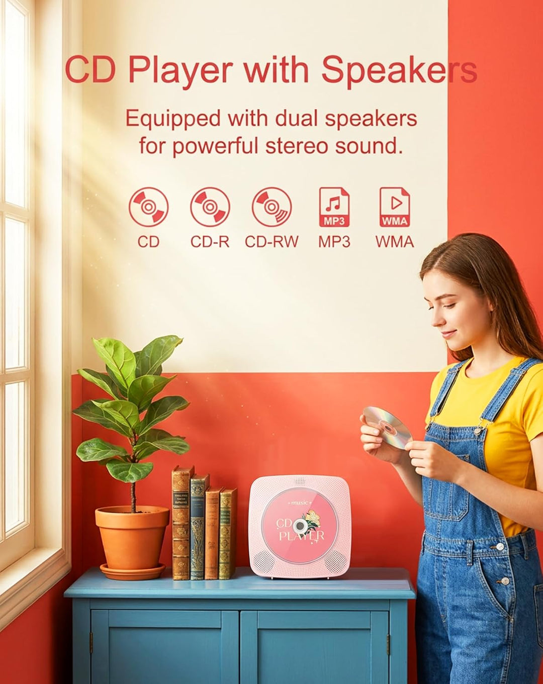 CD Player Tragbar Bluetooth Radio mit CD-Player mit Lautsprecher Unterstützung USB & AUX-Wiedergabe