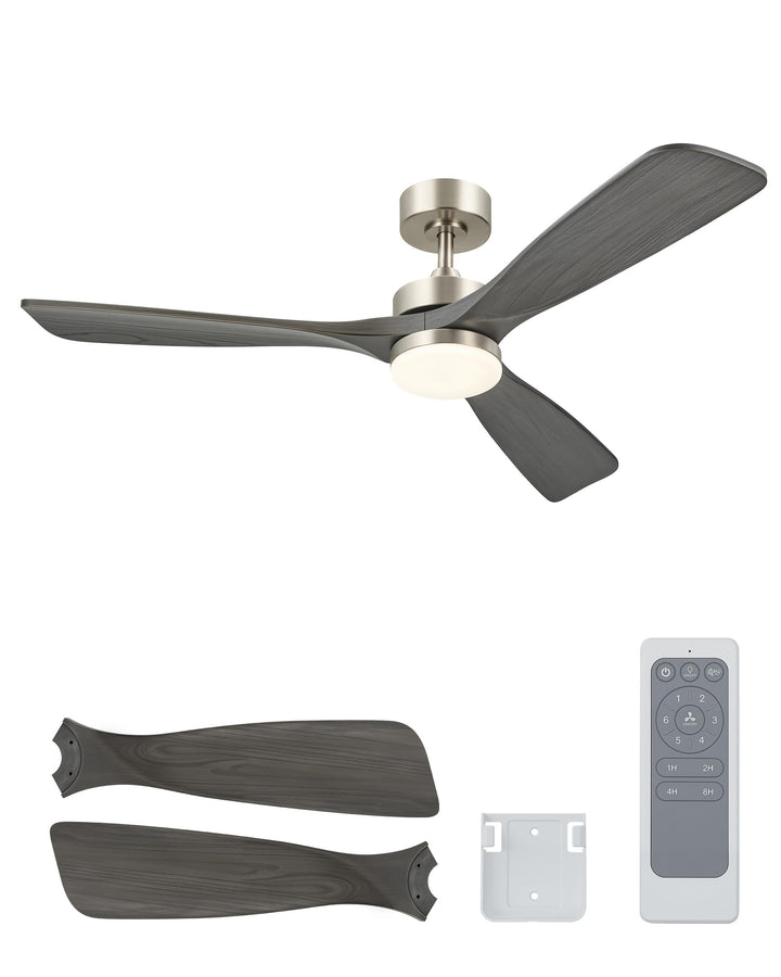 VONLUCE Deckenventilator mit Beleuchtung und Fernbedienung, 132 cm, 3 Flügel, leiser 6-stg. DC-Motor
