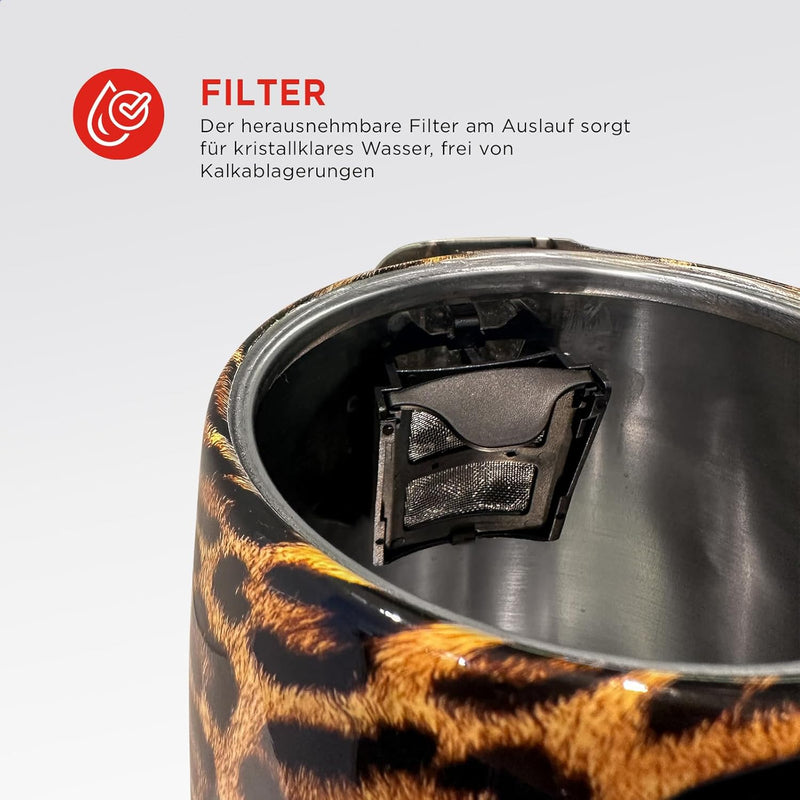 Trendy Panther Electric Kettle - Stylischer elektrischer Wasserkocher mit Panther-Print für moderne