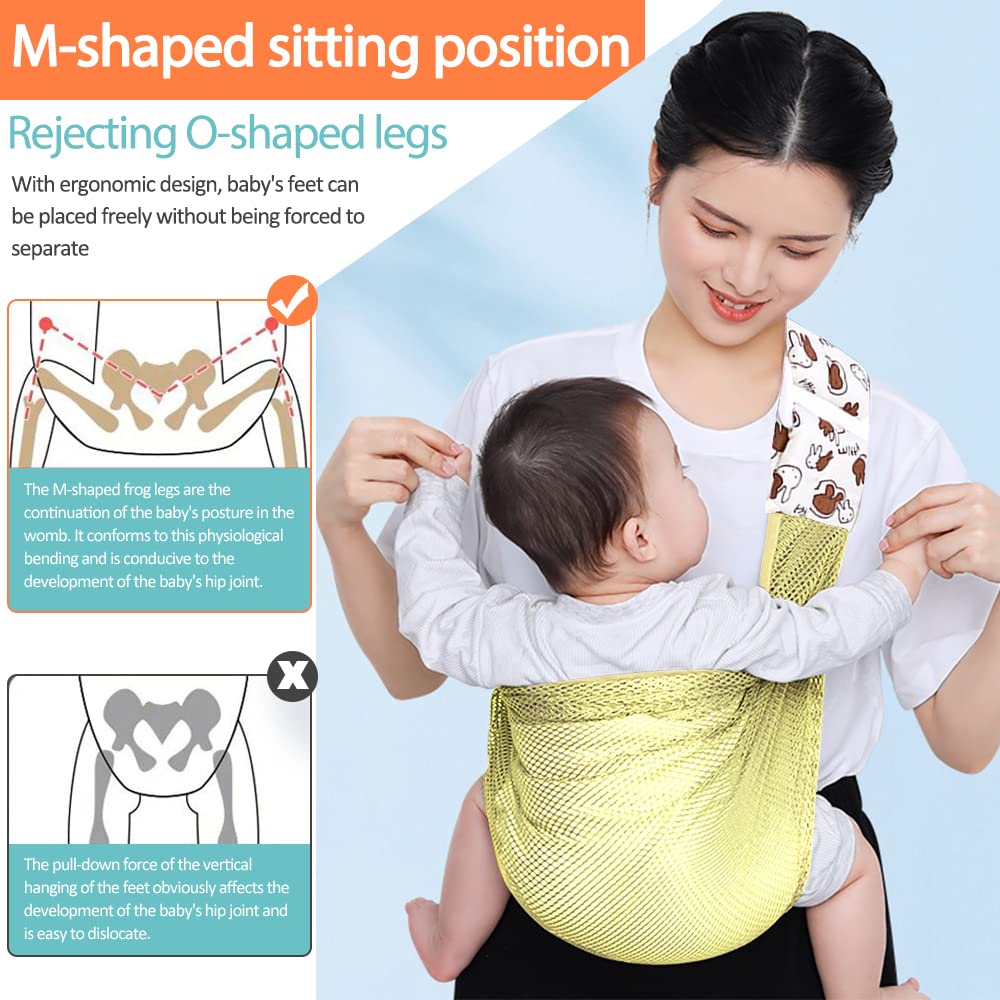 Breathable Baby Sling, Adjustable Baby Wrap, Baby Carrier Wrap, Quick Dry, 3D Mesh Fabric, Thick Sho