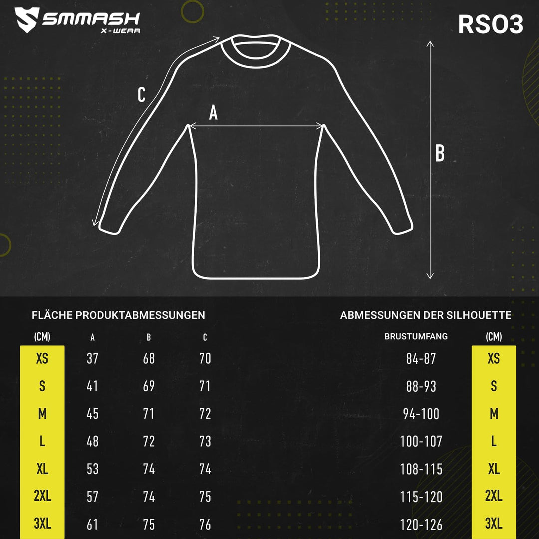 SMMASH Langarmes Rashguard für Herren, Funktionsshirt MMA BJJ Kickboxen Thai Box Cross-Training Fitn