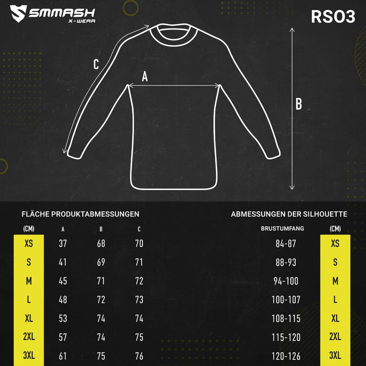 SMMASH Langarmes Rashguard für Herren, Funktionsshirt MMA BJJ Kickboxen Thai Box Cross-Training Fitn