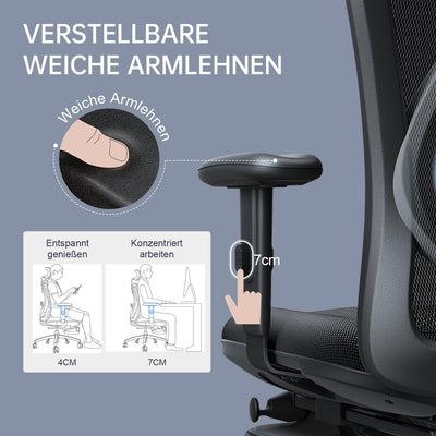 SIHOO Ergonomischer Büro-Liegestuhl mit Fussstütze, Computer-Schreibtischstuhl, verstellbaren Kopfst