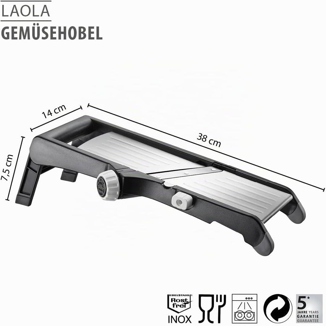GEFU Gemüsehobel LAOLA | verstellbare Schnittstärken 1–9 mm | Julienne &amp; Wellenschnitt | Edelstahl,