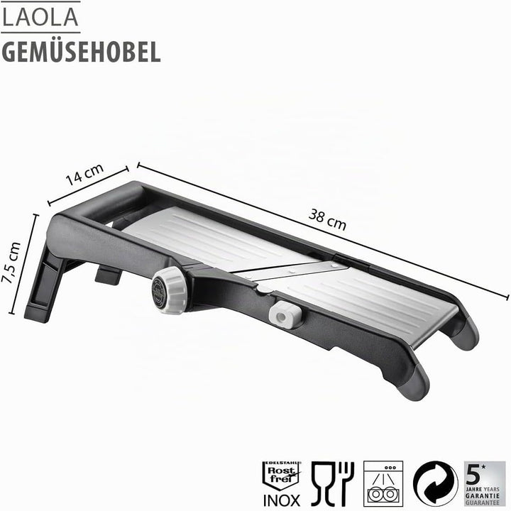 GEFU Gemüsehobel LAOLA | verstellbare Schnittstärken 1–9 mm | Julienne &amp; Wellenschnitt | Edelstahl,