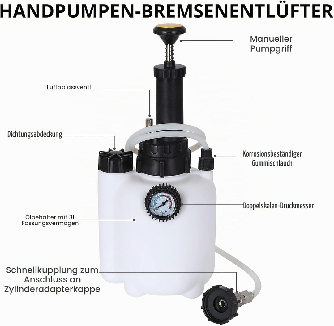 TONZACK 3L Auto Bremsenentlüftungsgerät, Bremsflüssigkeitswechselgerät mit 1L Bremsenentlüfterflasch