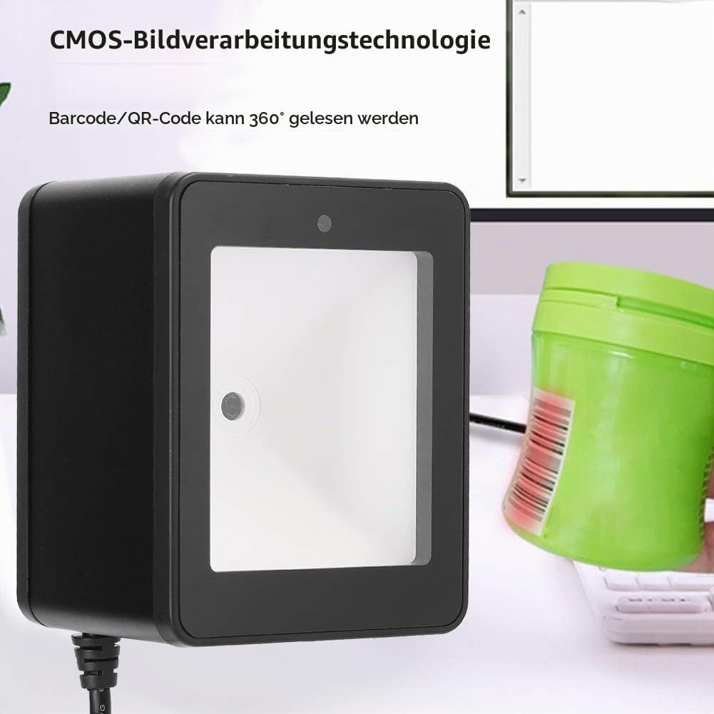 ASHATA Desktop Barcode Scanner, 360° Barcode Scanner, QR Code Scan Plattform, CMOS Supermarket Mobil
