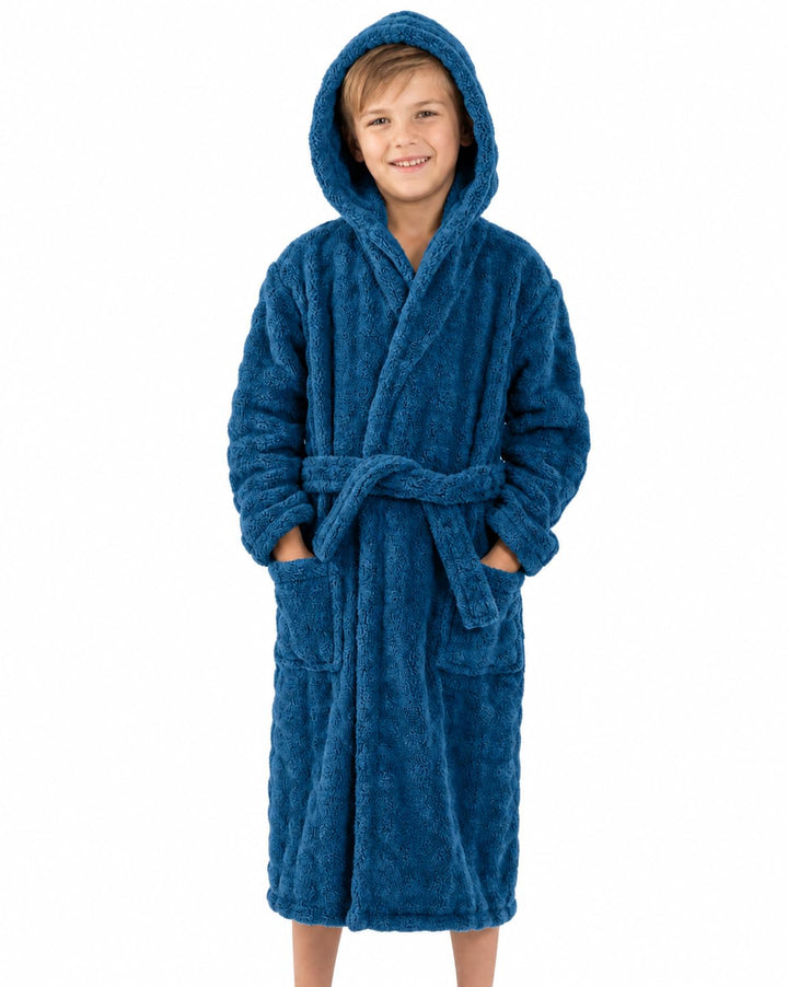 JiAmy Kinder Fleece Bademantel mit Kapuze 10-12 Jahre Marineblau, 10-12 Jahre Marineblau