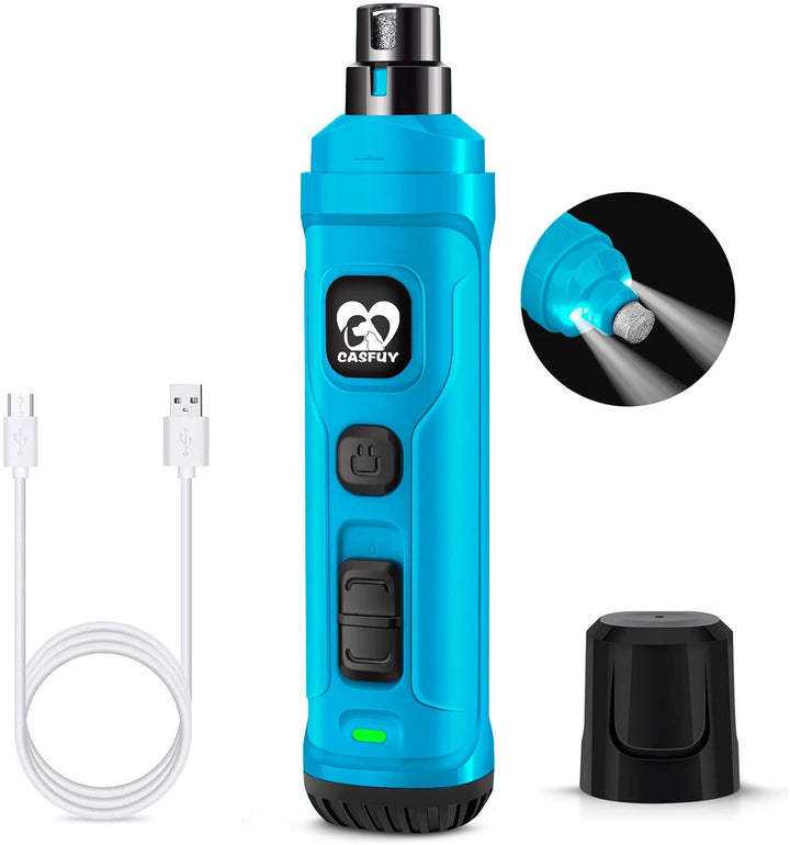 Casfuy Krallenschleifer für Hunde mit 2 LED-Leuchten – 2 Geschwindigkeiten, leiser, leistungsstarker