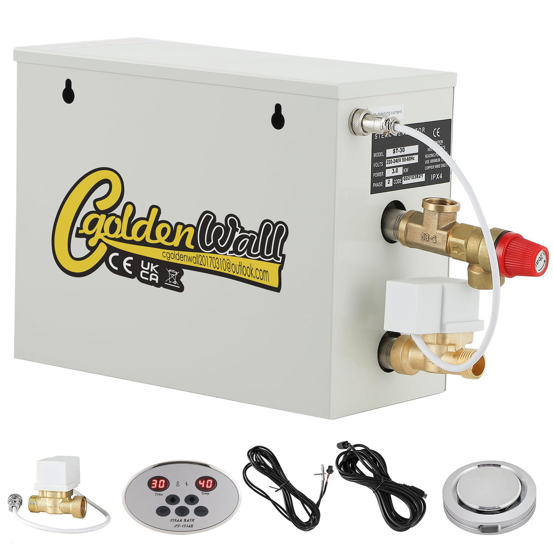 CGOLDENWALL 3 KW Haushalt Sauna Dampfgenerator 220 V, ideal für Sauna/Dusche/Bad/Spa, mit Automatisc