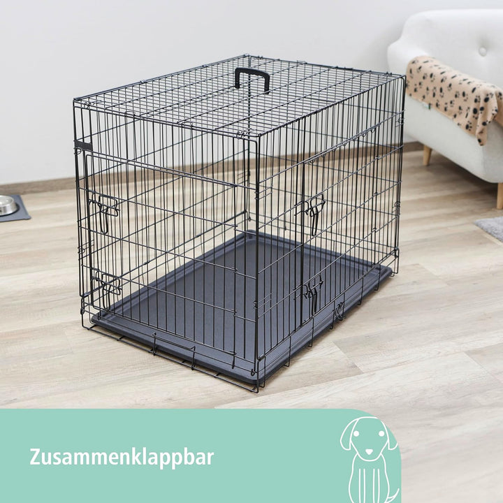 Kerbl 81366 Gittertransportbox, klappbar, 92 x 63 x 74 cm, 2 Türen, schwarz, 92 x 63 x 74 cm
