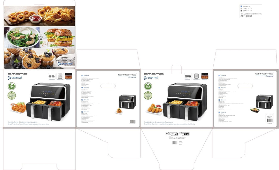 EMERIO digitale DOPPEL Heissluftfritteuse | AirFryer | Frittieren mit heisser Luft ohne zusätzliches