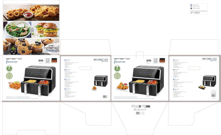 EMERIO digitale DOPPEL Heissluftfritteuse | AirFryer | Frittieren mit heisser Luft ohne zusätzliches