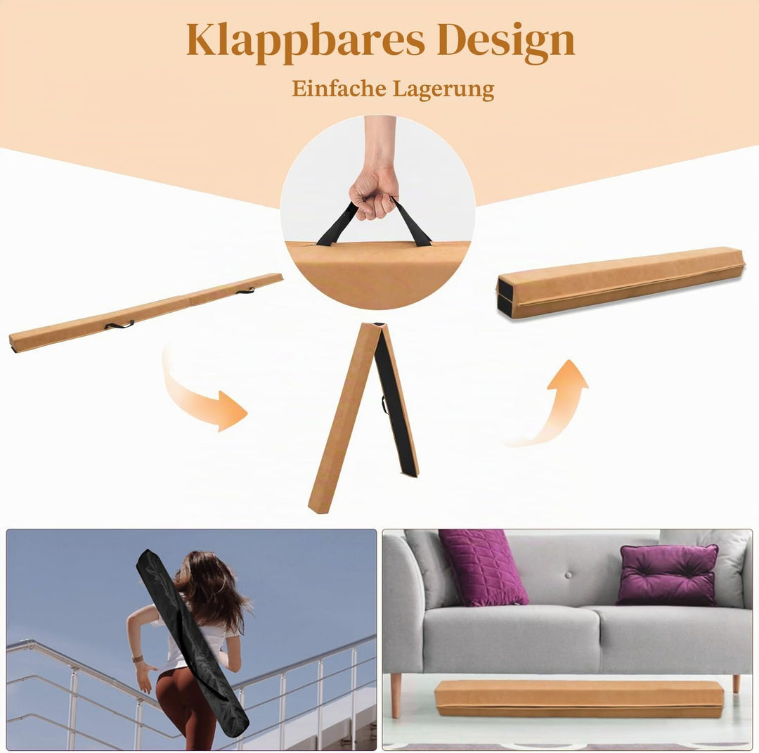 SportBob Schwebebalken für Zuhause, 300/270/240cm Balken Turnen Klappbar Tragbar für Kinder Erwachse