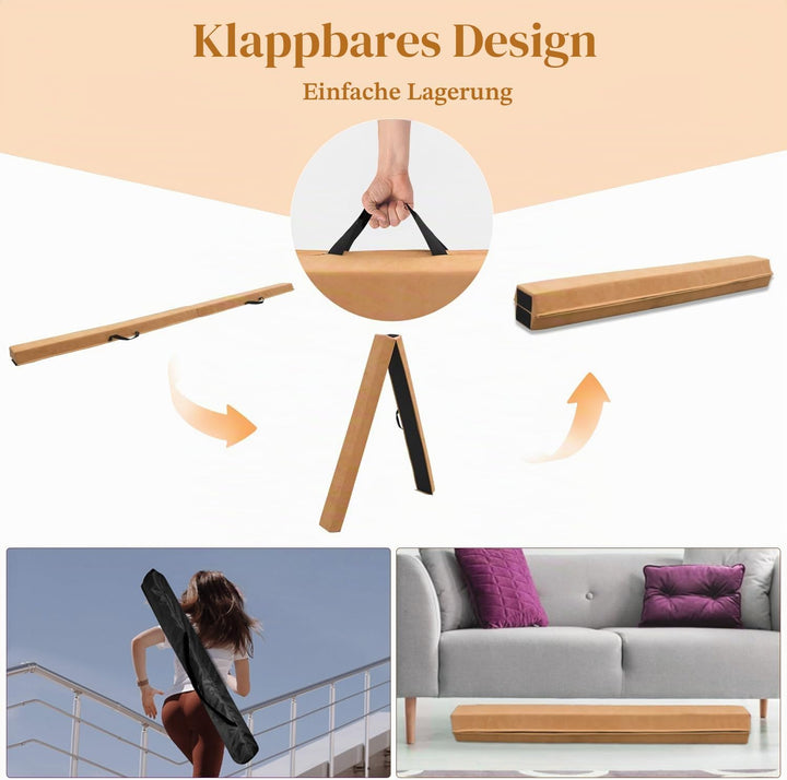 SportBob Schwebebalken für Zuhause, 300/270/240cm Balken Turnen Klappbar Tragbar für Kinder Erwachse