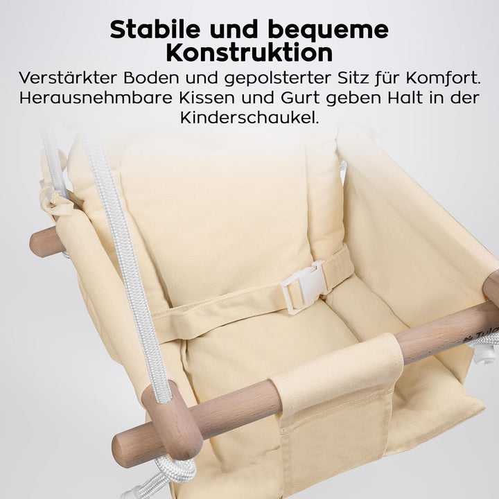 TULANO Hop 30 Biege | Bär Babyschaukel Kinderschaukel Kleinkindschaukel Kindergartenschaukel Set | I