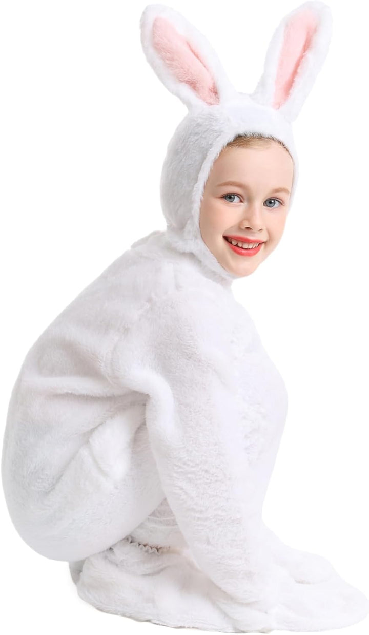 Kinder-Osterhasen-Kostüm, weisser Hase, Tier, Plüsch-Set, Einteiler für Kinder, Weihnachten, Hallowe