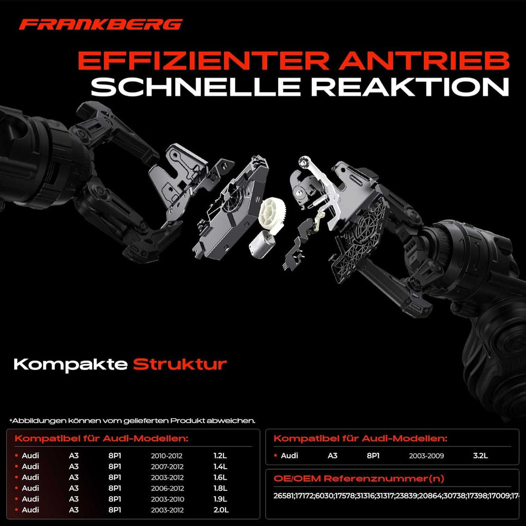 Frankberg 1x Heckklappenschloss Kompatibel mit A3 8P1 Alle Motoren Schrägheck 2003-2012 Replace# 8P3