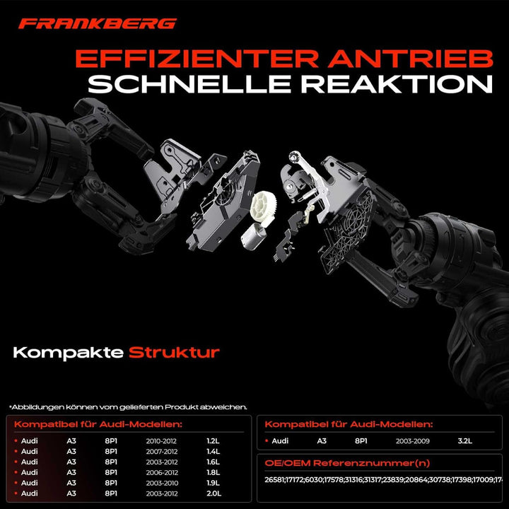 Frankberg 1x Heckklappenschloss Kompatibel mit A3 8P1 Alle Motoren Schrägheck 2003-2012 Replace# 8P3