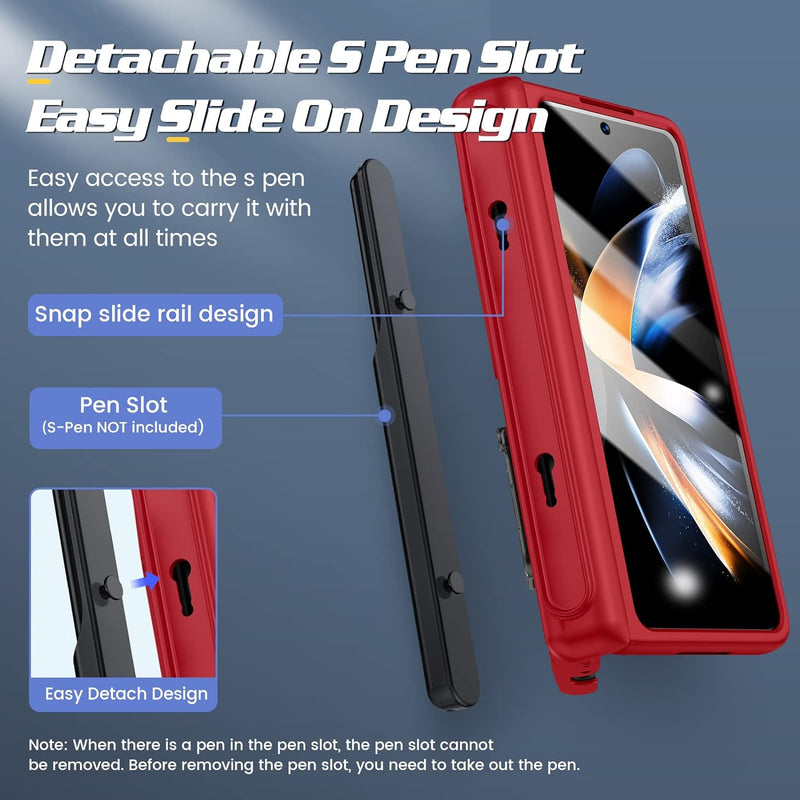 Doeshine Hülle für Samsung Galaxy Z Fold 4, Handyhülle mit Ständer & S Pen Slot, Ganzkörper Robuste