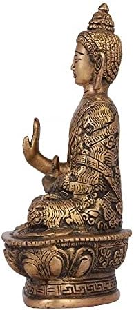 Artvarko Buddha-Idol aus Messing, handgefertigt, Buddha-Statue, feine Schnitzerei, religiöses Idol,