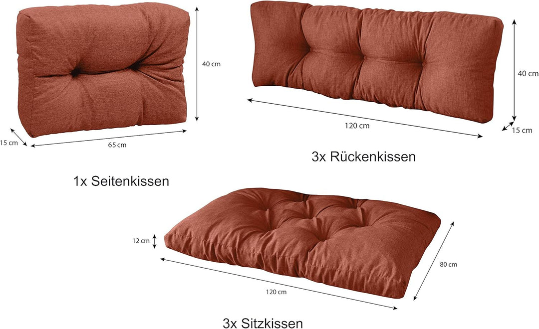 sunnypillow Palettenkissen 7er Set für Europaletten Indoor und Outdoor Palettenpolster Palettensofa