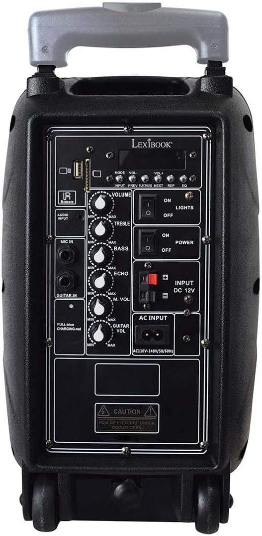 Lexibook Iparty Bluetooth®-Karaoke, Auf Rädern mit Lichteffekten und Mikrofon enthalten, Wiederaufla