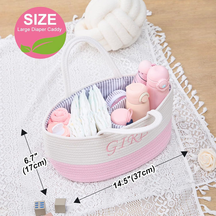 3-Fach Windelhalter Korb – Organizer Babygurt mit abnehmbarem Teiler – Windelhalter, Tücher, Wechsel