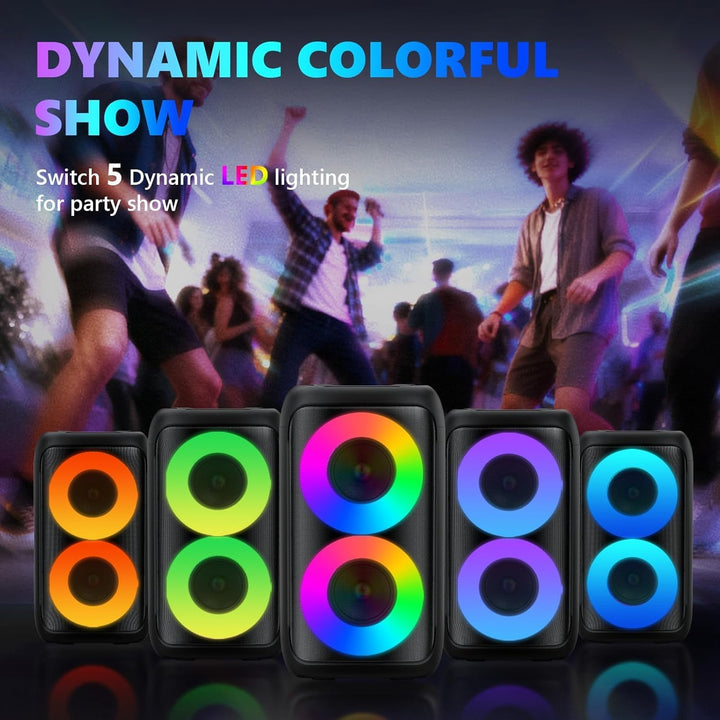 Karaoke Maschine (2025 Neueste Generation) | Karaoke Anlage mit 2 Mikrofone Bluetooth Lautsprecher |